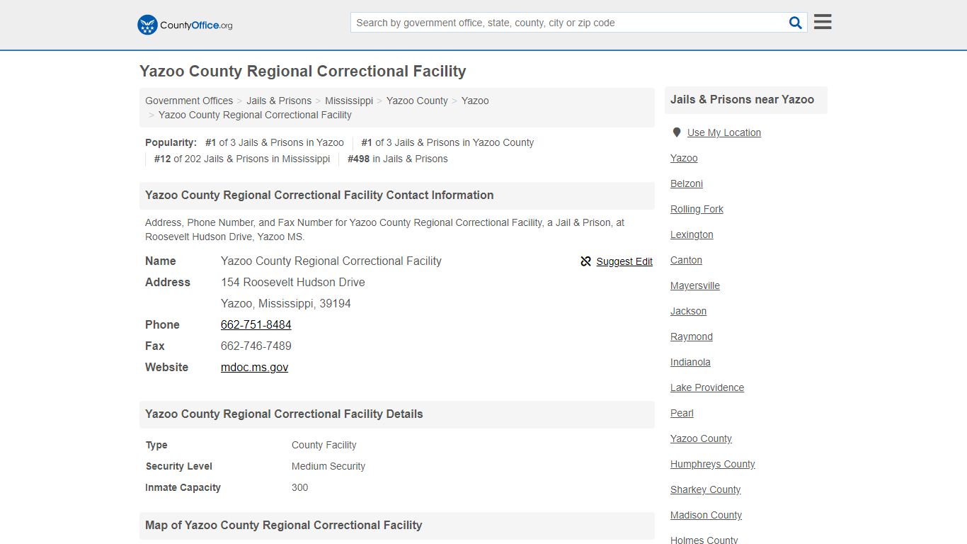 Yazoo County Regional Correctional Facility - Yazoo, MS ...